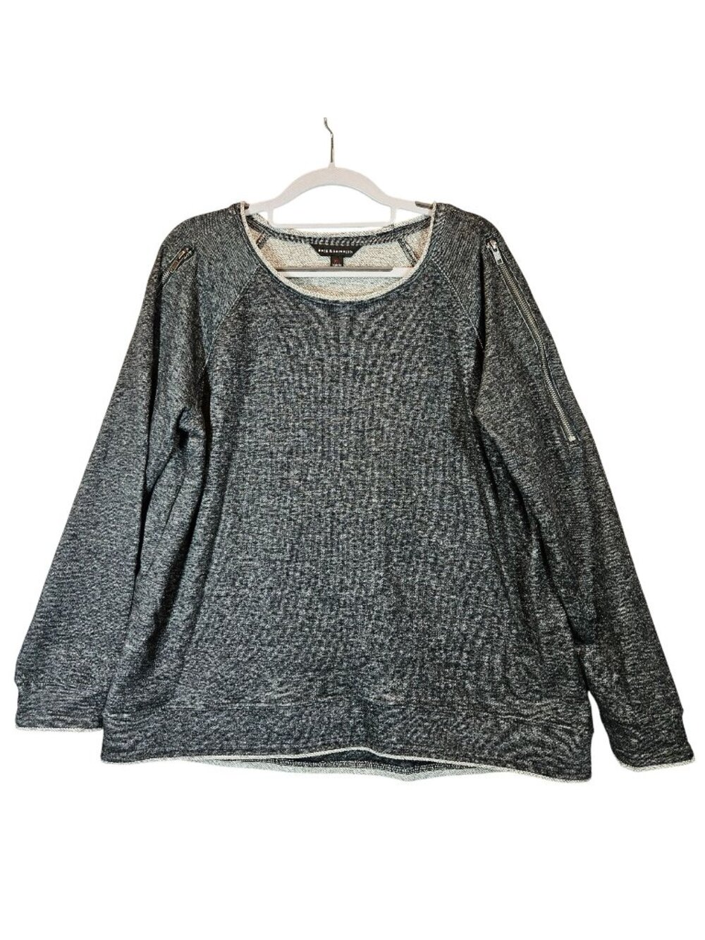 Rock & Republic Gray Sweatshirt With Zipper Sleeve Detail Womens XL Cotton Blend
